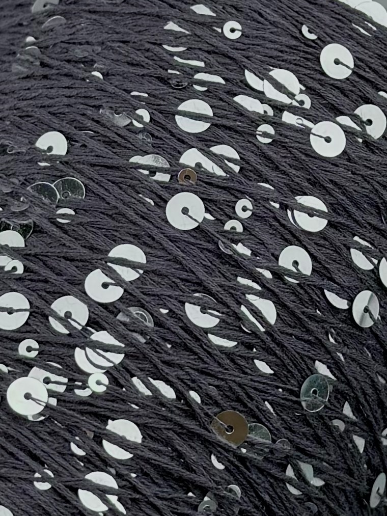 Art. Brillante 260 m / 100 g – cotone con maxi paillettes col. Grigio scuro